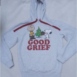 Peanuts Charlie Brown Snoopy Good Grief Holiday Hoodie, size XS